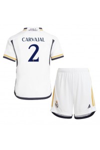 Real Madrid Daniel Carvajal #2 Jalkapallovaatteet Lasten Kotipeliasu 2023-24 Lyhythihainen (+ Lyhyet housut)